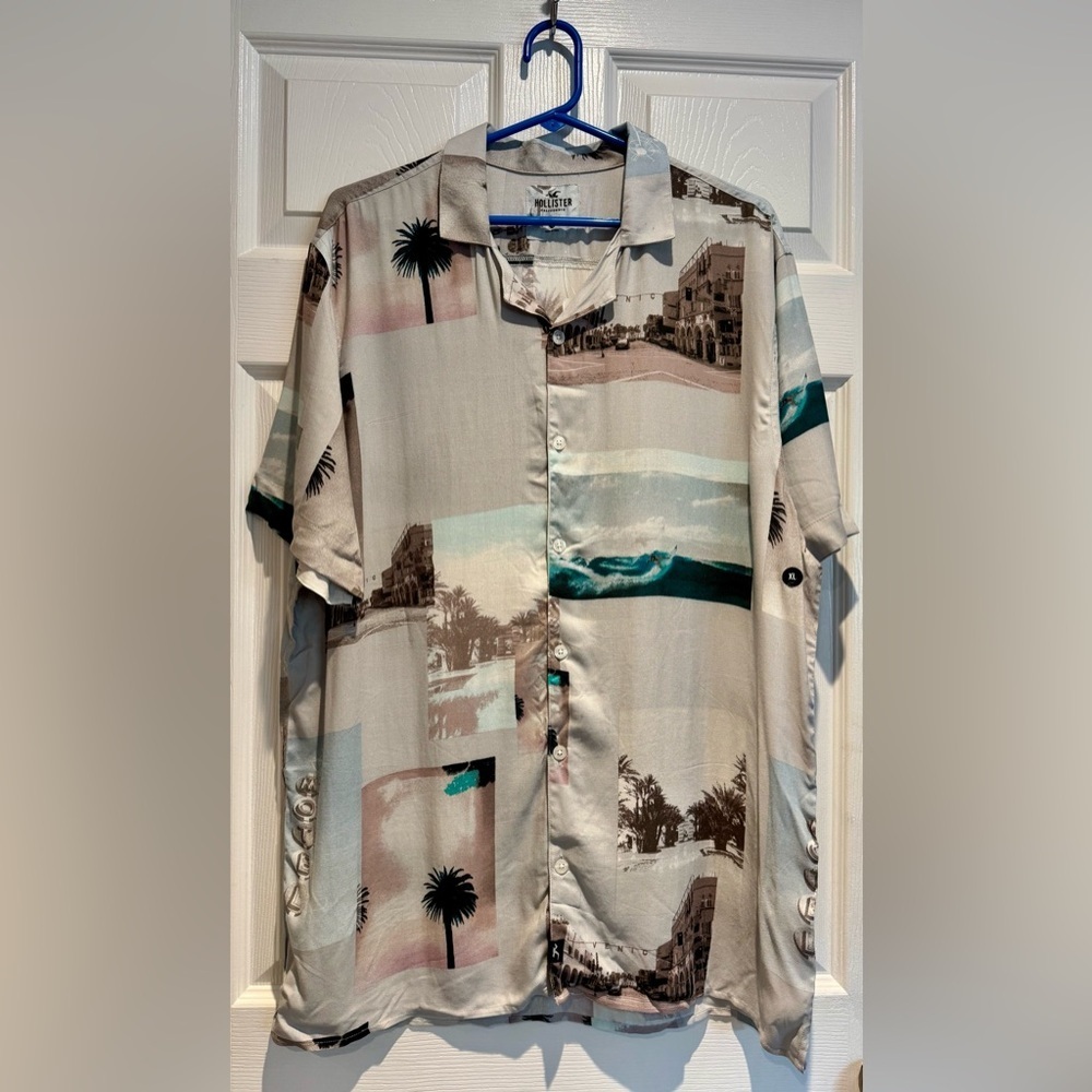 NWT y2k mens vintage hollister short sleeve button down beachy cali‎ venice xl